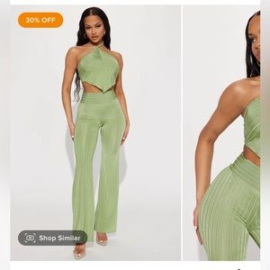 Green 2 piece set 70s inspired set